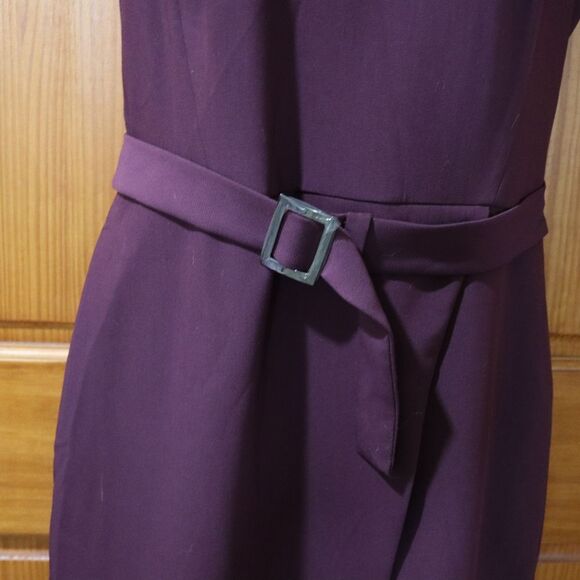 White House Black Market Burgundy Sleeveless Belted Sheath Midi Dress 14 - Picture 3 of 13